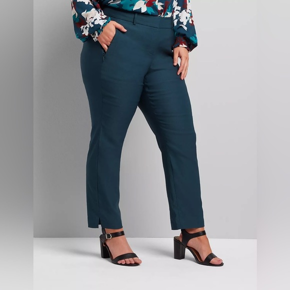 Lane Bryant The Allie Pants 18R Dark Green Trousers Stretch Ankle Workwear Plus - Picture 1 of 9